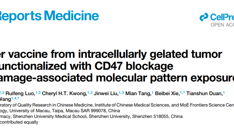 91色情
高成助理教授在Cell Reports Medicine发表胞内凝胶化全肿瘤细胞疫苗研究成果
